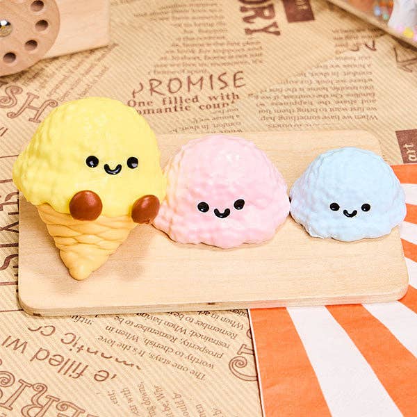 SqueezeSquad Taba Deluxe Premium Silicone Squishy Fidget Toy - Triple Ice Cream Cone