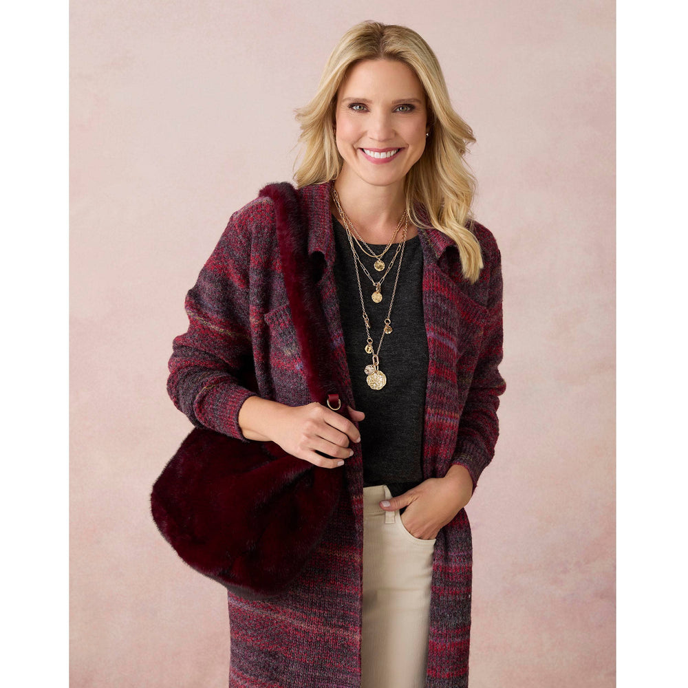 Corinna Faux Fur Shoulder Bag: Merlot