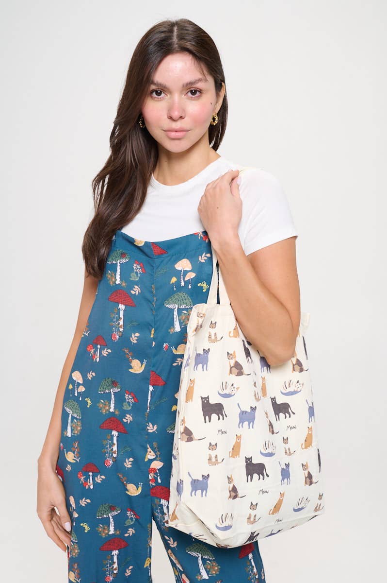 MEOW CAT  PRINT TOTE BAG