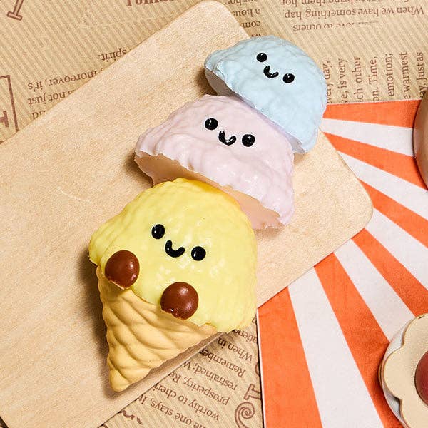 SqueezeSquad Taba Deluxe Premium Silicone Squishy Fidget Toy - Triple Ice Cream Cone