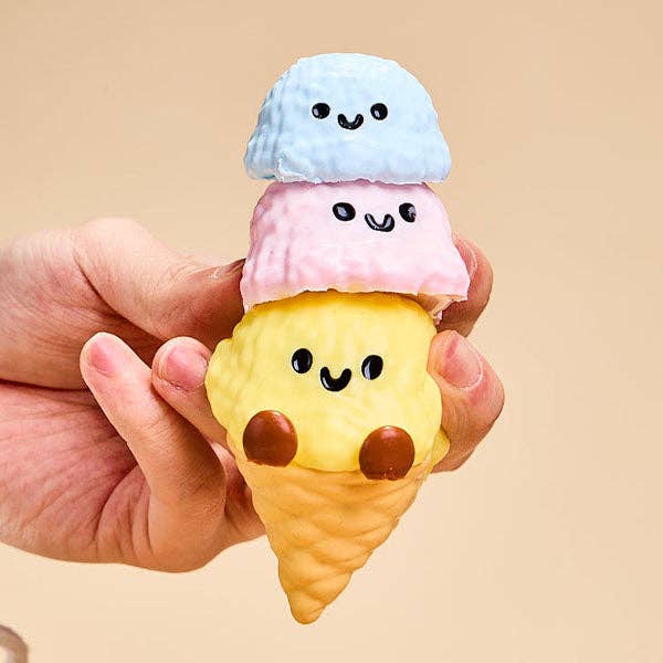 SqueezeSquad Taba Deluxe Premium Silicone Squishy Fidget Toy - Triple Ice Cream Cone