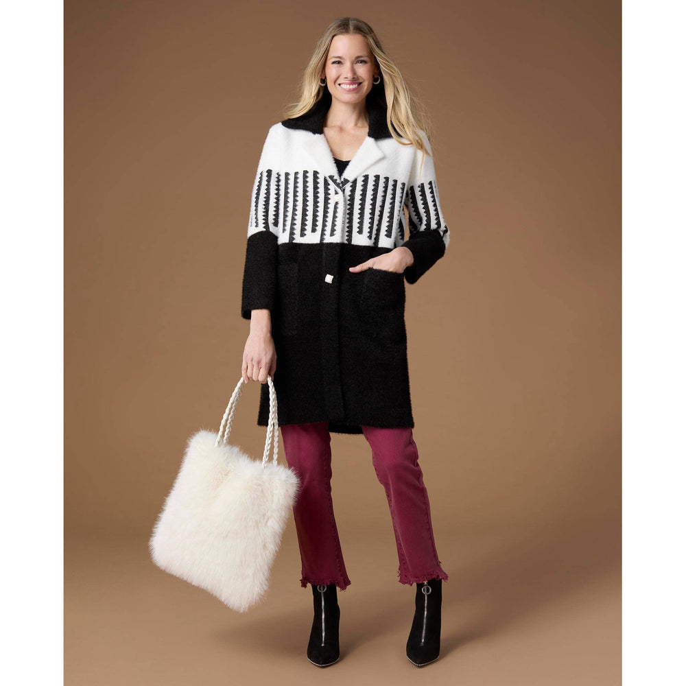 Veda Faux Fur Tote-Christmas: White