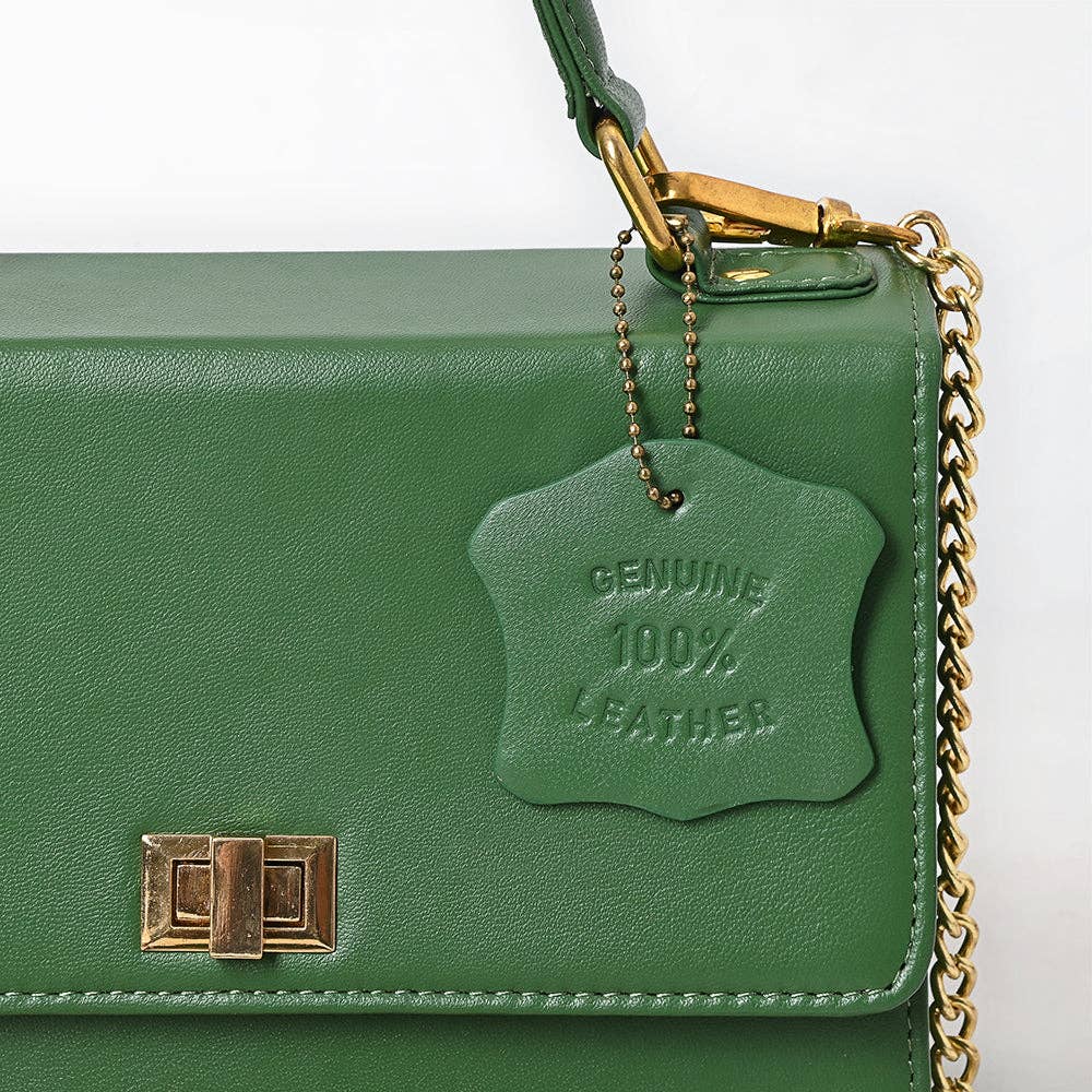 Never Mind Forest Green Leather Chain Crossbody Bag