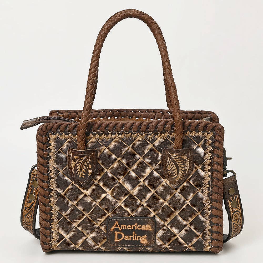 American Darling Braided Floral Leather Crossbody Satchel