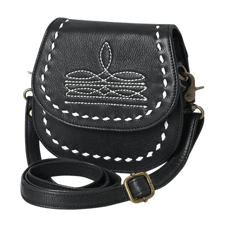 American Darling Black Western Leather Saddle Crossbody | ADBGM592A
