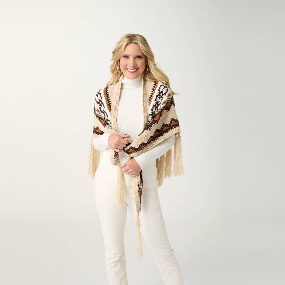Austen Wrap with Fringe-Fall: Brown Mix