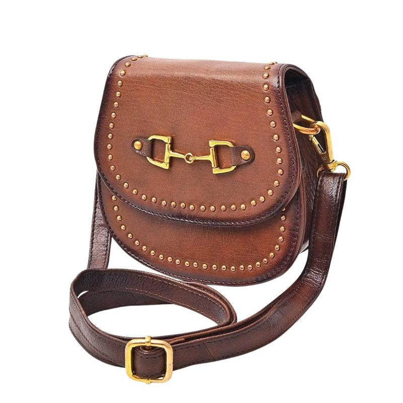 Western Genuine Leather Cross body Bag with Rivetted Trim: ADBGM850