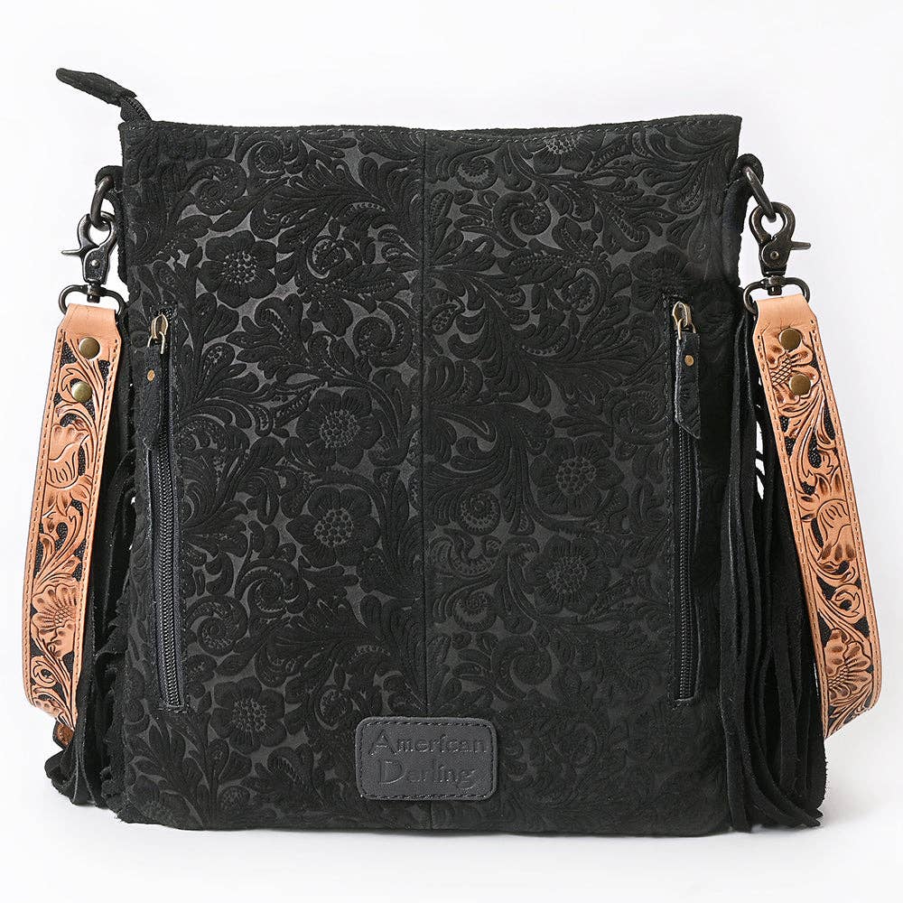 American Darling Freda Floral Tooled Fringe Crossbody Bag