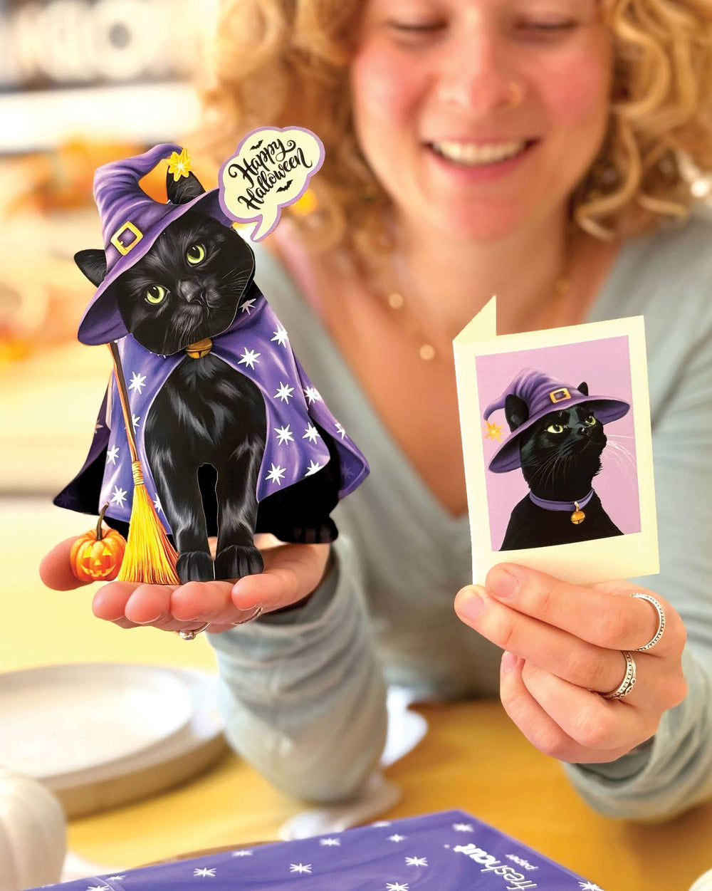 Mini Halloween Cat (10 Mini Pop-up Greeting Cards)