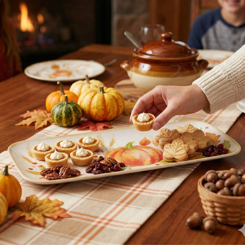 Harvest Pumpkin 15" Melamine Rectangle Tray