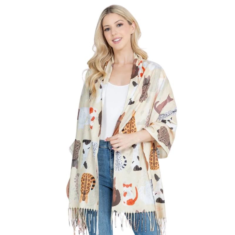 Variety Of Cat Scarf - Beige