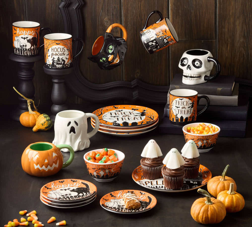 Halloween Hocus Pocus Ceramic Salad Plate 9in - 4 asst.
