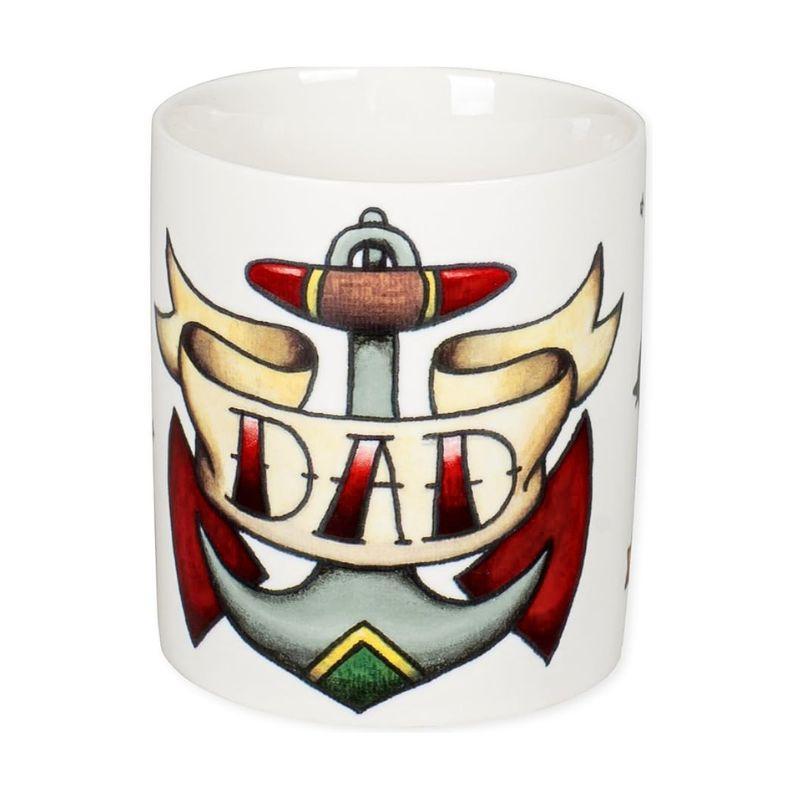 "Dad" & Colorful Bird Tattoo Mug