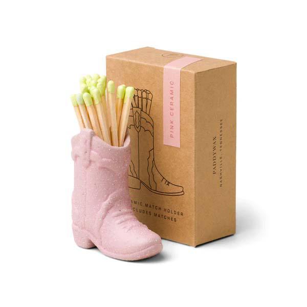 Pink Cowboy Boot Match Holder W/ Matches - Port Gamble General Store & Cafe