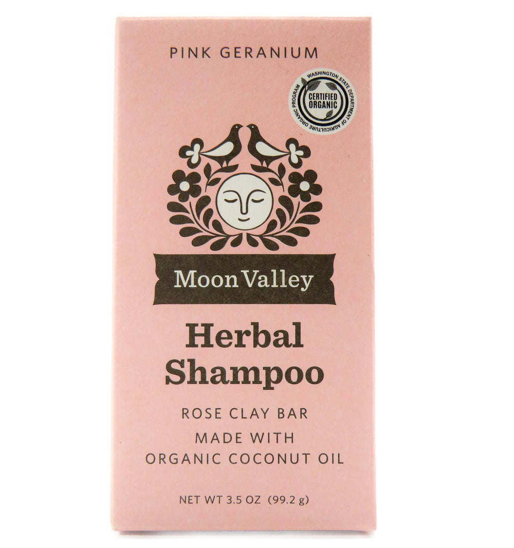  Pink Geranium Herbal Shampoo Bar, enriched with rose clay and coconut oil for all hair types
