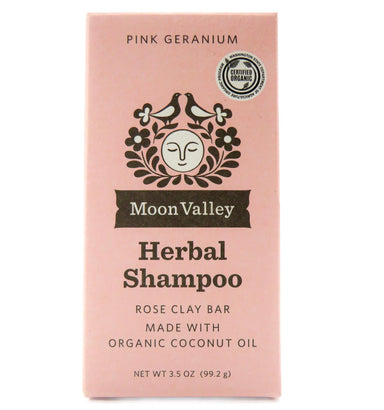  Pink Geranium Herbal Shampoo Bar, enriched with rose clay and coconut oil for all hair types