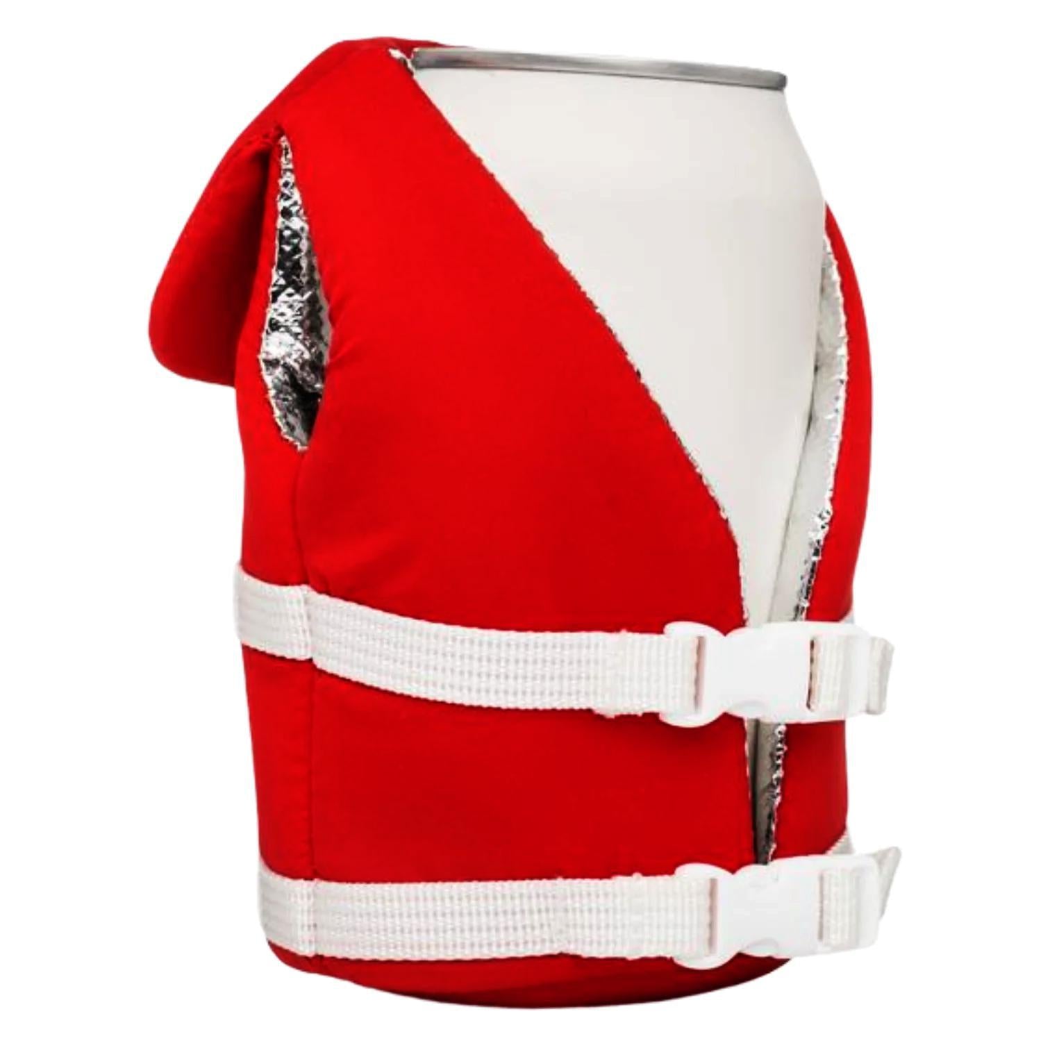 red Beverage Life Vest - Insulated Can Cooler or koozie
