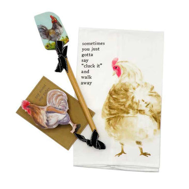  Kitchen towel, Spatula and Dish Sponge all rooster and chicken themed
