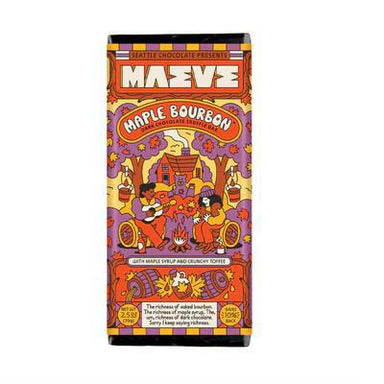 Maeve Maple Bourbon packaging with colorful design on a white background