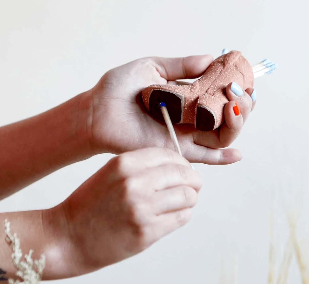 Terracotta Cowboy Boot Match Holder W/ Matches - Port Gamble General Store & Cafe