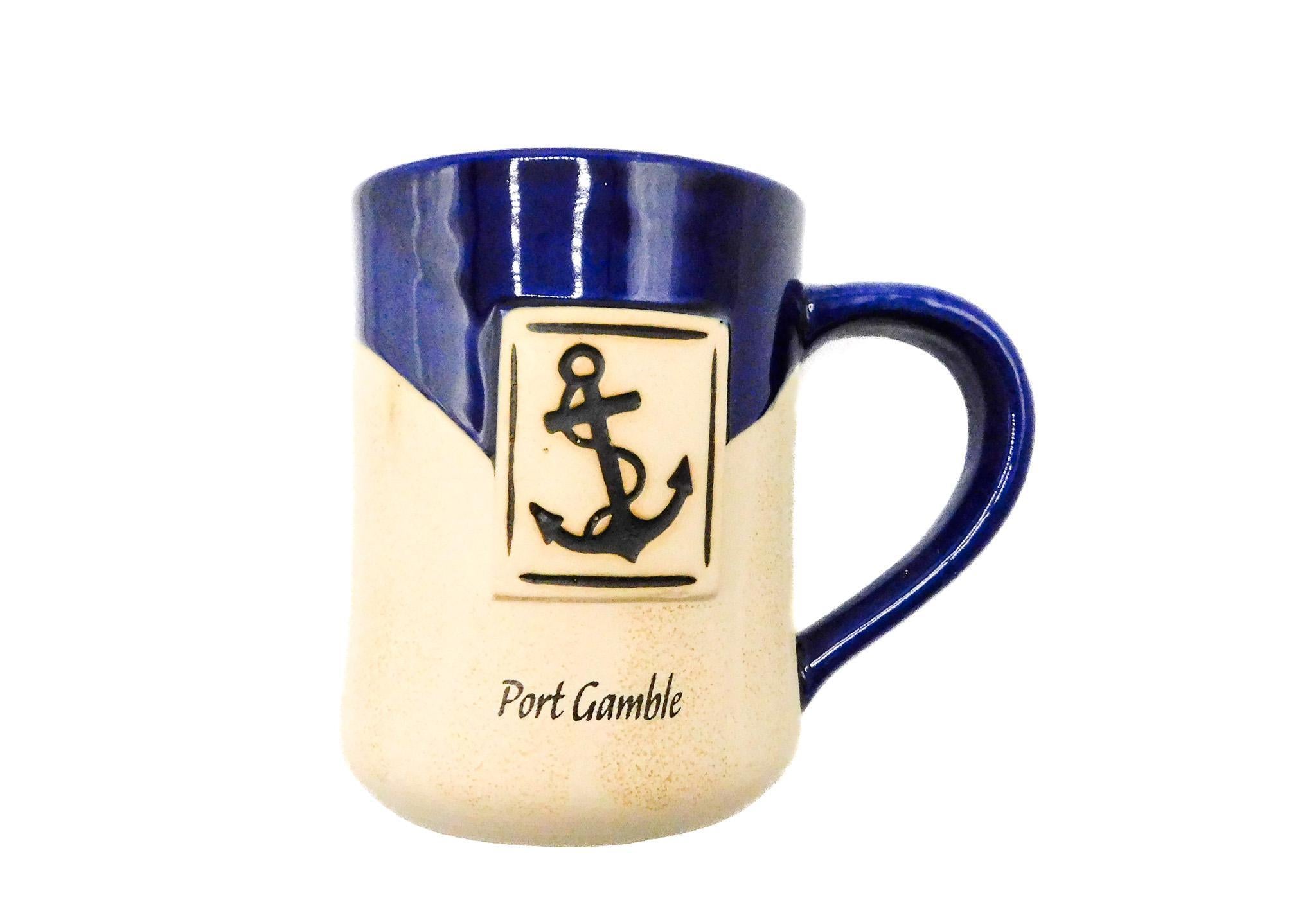 Port Gamble Mug a pottery mug that features an intricate anchor design