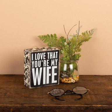  'I Love You, Wife' wood sign
