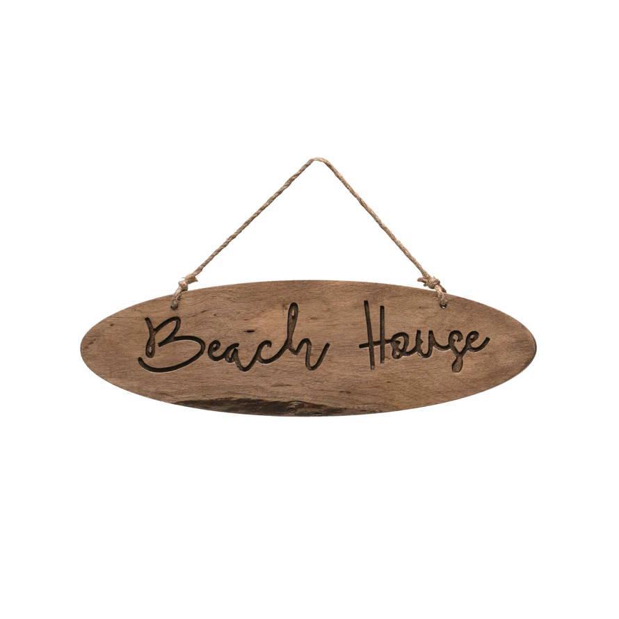 Oval Beach House Hanging Sign