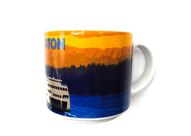 blue and orange Cute Ferry Mug - Stylish and Unique Pacific Northwest Inspired Design