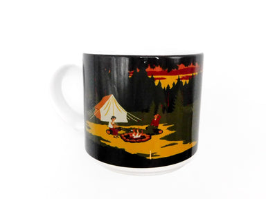bigfoot coffee mug  Featuring a camping scene with Sasquatch watching