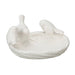 realistic Leaf Shaped Dish with Three Birds. Made of intricate white ceramic