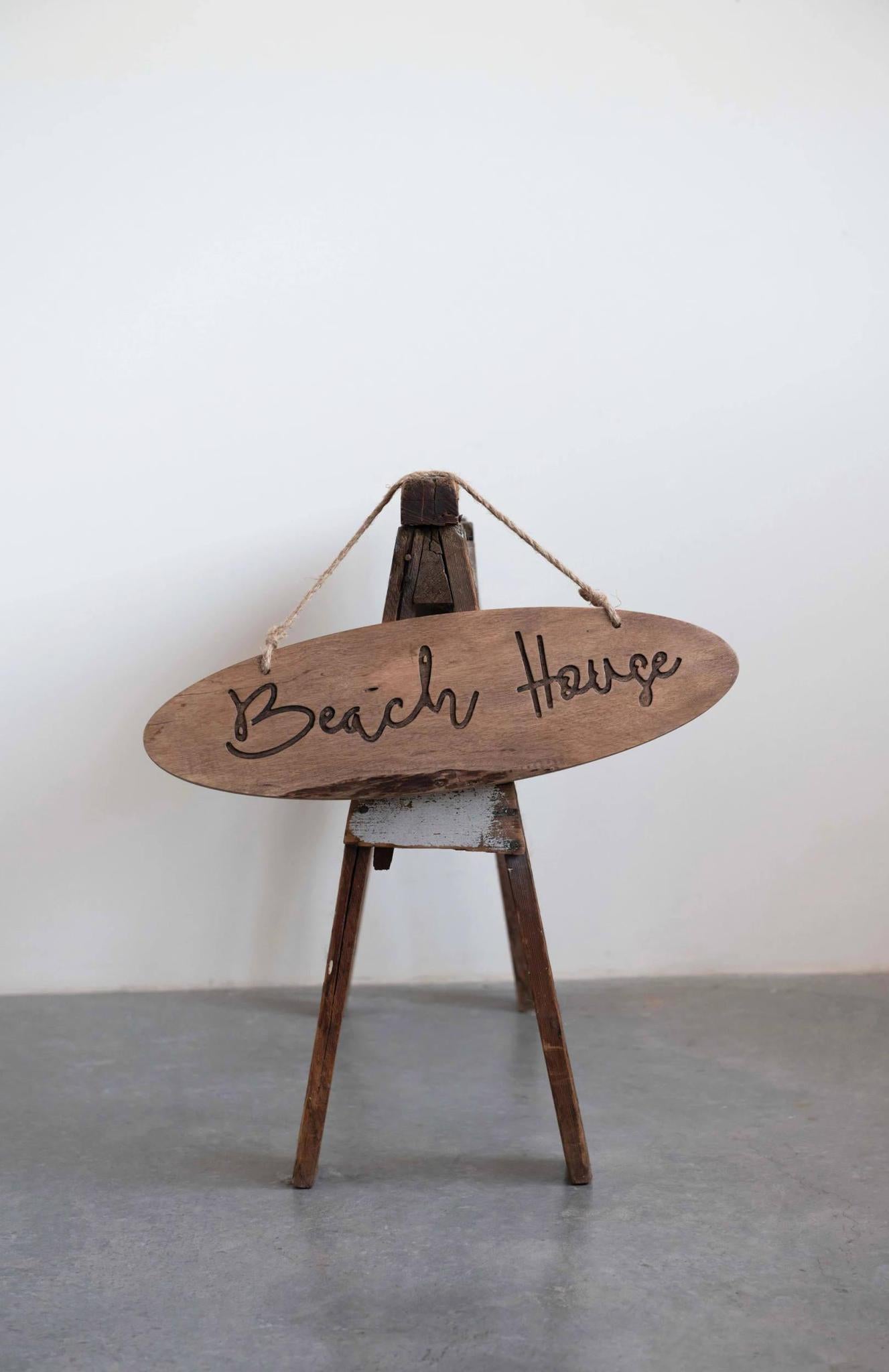 Oval Beach House Hanging Sign