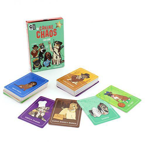 Canine Chaos Card Game, featuring cute dog illustrations.