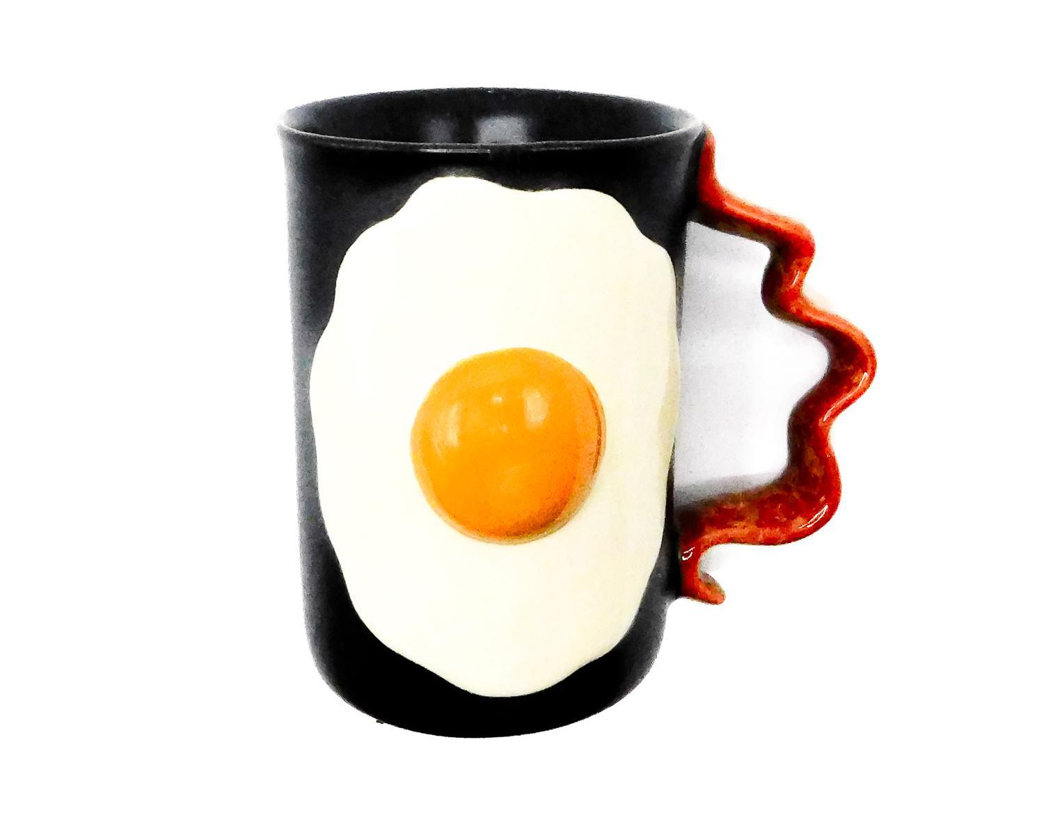  egg and bacon shaped ceramic mug
